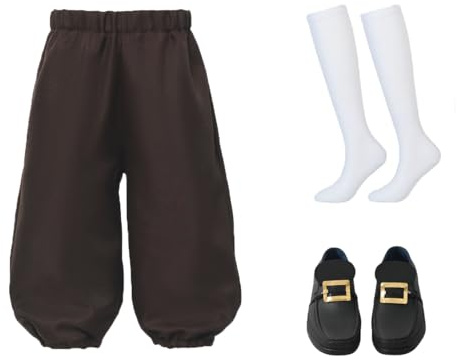 ANDHOM Boys Colonial Costume Set Knicker Pants Shoe Buckles White Socks Accessories for Colonial Style Boys Knicker Pants