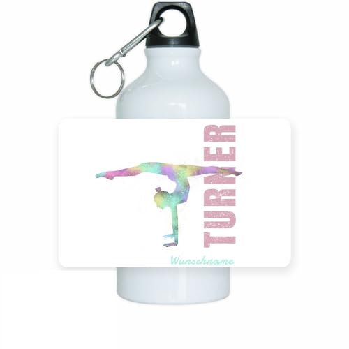 Eurofoto Trinkflasche mit Namen und Motiv mit Turnen | Motiv-Trinkflasche mit Hobby personalisiert