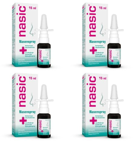 nasic Nasenspray mit dem Wirkplus| Abschwellendes & wundheilungsförderndes Schnupfenspray für Erwachsene & Schulkinder | Mit Xylometazolin & Dexpanthenol |Sparset mit 4 x 15 ml