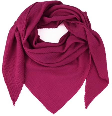 Gloop Écharpe pour femme XXL Triangle Triangle Foulard en coton Triangle Foulard triangulaire en mousseline sans gratter la peau, rouge bordeaux, taille unique