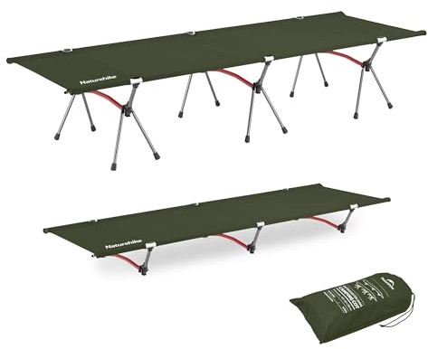 Naturehike Lit de Camping Ultra Léger avec Capacité de Charge de 150 Kg, Hauteur Réglable et Pliable, Portable, Idéal pour Camping, Pause Déjeuner ou Lit d'Invité