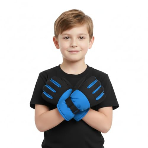 A2Z 4 Kids Pojkar Skidåkning Snowboard Vinterhandskar Vindtäta Utomhussporter - Gloves 970 Blue 9-11