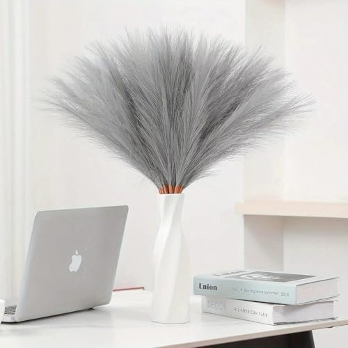 VIDSTW 30 Pezzi Pampas Decorative, 55 cm Erba di Pampa Fiori Secchi Decorativi Piume Decorative Fiori Secchi Decorativi Decorazioni Casa per Vaso, per Decorazioni Matrimonio (Grigio Chiaro)