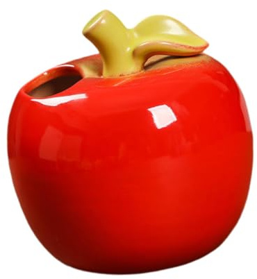 Colcolo Jarrón de propagación Florero de cerámica con Forma de Fruta Florero de Oficina Sala de Estar Flores secas Chimenea Adorno Minimalista, Manzana Roja