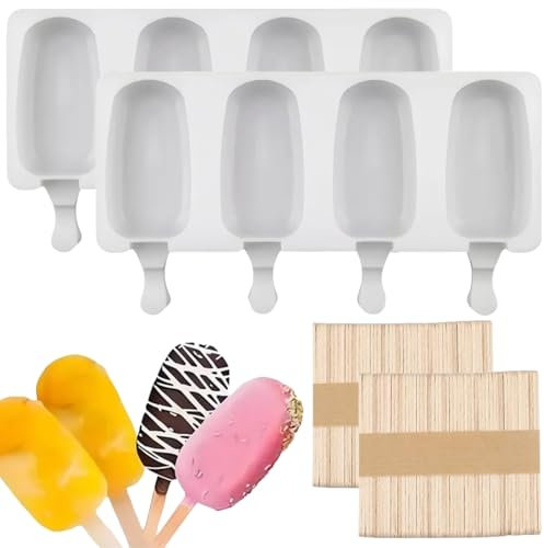 Stampi per Ghiaccioli in Silicone,102 pezzi Stampi per Ghiaccioli con 50 Bastoncini,Stampi per Gelato,Stampo per Ghiaccioli,Stampi per Gelato fatti in Casa,per Bambini Adulti