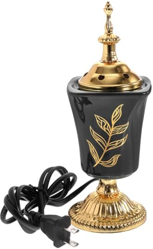 Garneck Electric Incense Burner for Home: 7.87'' Vintage Middle Eastern Style Incense Holder Decorative Censer Plug in Aroma Burner for Yoga Office
