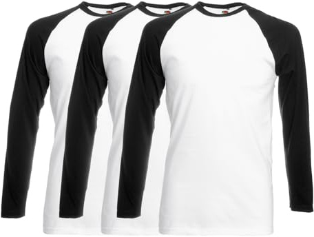 NGWorld Multipack T-Shirts De Baseball Hommes À Manches Longues Contrastées Col Rond Classique sans Motif - 100% Coton, Poids Économique | Adaptés À Toutes Les Occasions | À La Mode Et Polyvalents