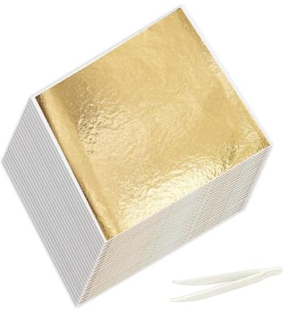 Tiiyee Oro 200 Hojas Pinzas Láminas Copos Dorados Manualidades Proyectos Artísticos Papel Dorado Para Uñas Pintura Marcos 14 * 14 cm