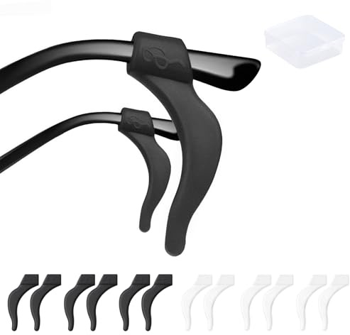 Silicone Glasses Ear Grips, Anti Slip Glasses Grips with Storage Box, Comfortable Ear Hooks to Stop Glasses Slipping Down, Glasses Grips Behind Ears for Glasses, Sunglasses, Reading Glasses