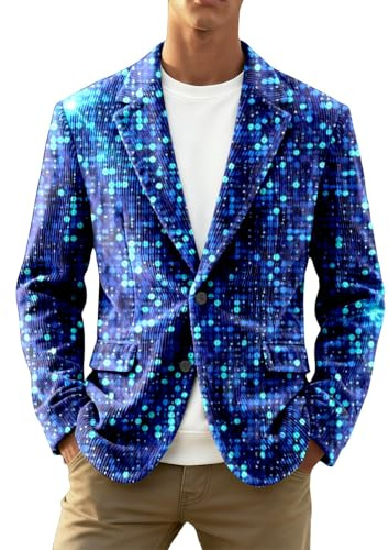 Blazer Uomo Casual Giacca in Corduroy con Paillettes Glitter per Uomo - Feste, Celebrazioni e Abbigliamento Formale