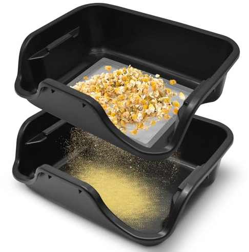 Yiomxhi Trim Tray avec Tamis à Pollen de 150 Microns, Plateau de Coupe Bac de Coupe Récolte Ergonomique pour Séchage des Gardin Fleurs Herbes Plantes, Noir