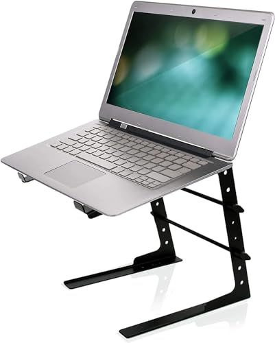 Pyle Portable Adjustable Laptop Stand - 6.3 to 10.9 Inch Anti-Slip Standing Table Monitor or Computer Desk Workstation Riser with Level Height Alignment for DJ, PC, Gaming, Home or Office - PLPTS25
