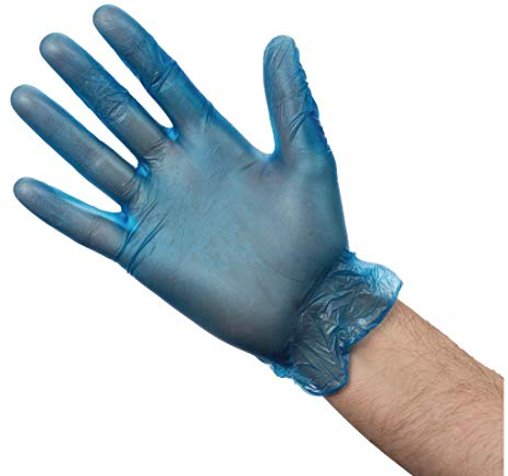 Gants en vinyle bleu taille L Quantité : 100.