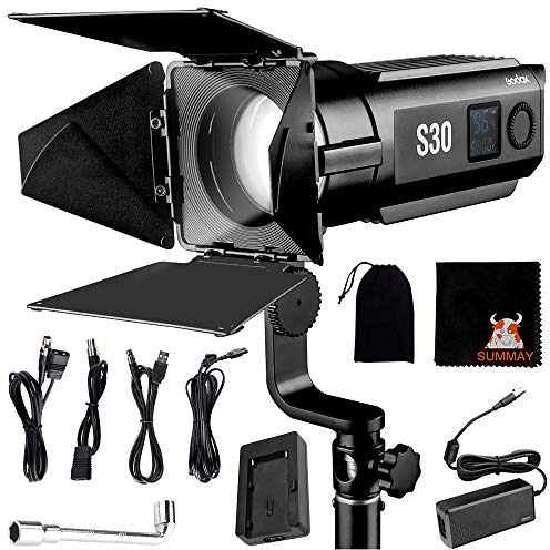 GODOX S30 30W Messa a fuoco a LED Faretto a luminosità regolabile 5600K CRI 96+ per Ritratto di Matrimoni Fotografia Illuminazione Registrazione video (S30)