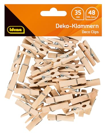 Mini Wäscheklammern Holz, 48 Stück, ca. 3,5 cm lang, zum Basteln, Dekorieren und Verzieren