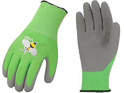 Vgo... 1-Par Edad 7-9 Guantes de Jardinería para Niños, Guantes de Trabajo en el Jardín para Niños, Guantes de Seguridad (XS, Verde, RB6013-KID)