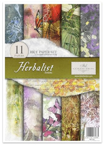 ITD Collection - Reispapier Kreativset A4 Decoupage Rice Paper Sheet 29,7 x 21 cm Serviettentechnik Mehrfarben (Herbalist, RP041)