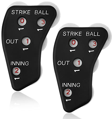 2 Stück Baseball Schiedsrichteranzeige, 4-Rad Baseball Counter Clicker Baseball Zähler Sport Anzeigetafel zum Genauen Aufzeichnen Schlagen von Bällen Outs Innings für Softball-Trainer (Schwarz)