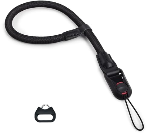VOVMOEYA Kamera Handschlaufe mit Schnellverschluss, Kameragurt Handschlaufe für Sony Alpha aus Seil mit Fujifilm Nikon Canon eos DSLR Handschlaufe - Schwarz