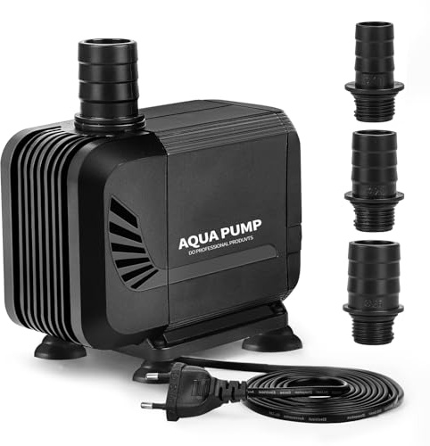 SWAWIS - Bomba de agua (2500 L/H, 35 W, ultra silenciosa, con 3 rociadores, 19 mm/22 mm/25 mm, mini bomba de agua, bomba de fuente)