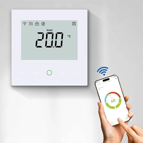 YeloDeer Smart Thermostat for Electric Underfloor Heating Only, Voice/Remote Control, Energy Saving WiFi Programmable Thermostats Compatible with Amazon Alexa, Google Assistant, White 230V AC Max. 16A