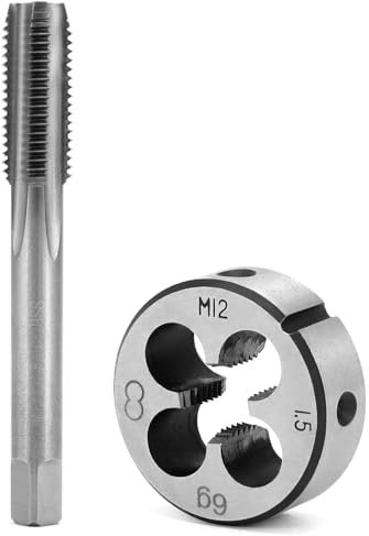 QWORK® Machos de roscar M12x1.5mm, juego de machos y terrajas