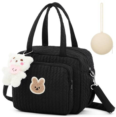 Bulyoou Piccola borsa per pannolini, borsa multifunzione con porta ciuccio in silicone, borsa a tracolla da viaggio (nero)