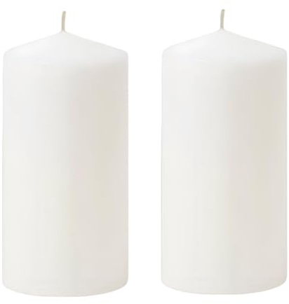 SwandTanpand White Pillar Candle Set - 2 Unscented Decorative,Parties, Large Candles, White Candle Columns, Column Candles Clearance or Kwanzaa, 2.4 x 6 (2PC, 6cmX15cm)