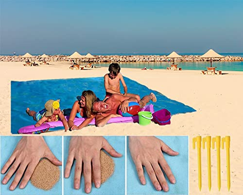 LSSAGOON Tapis de Plage Anti Sable, Grand Couverture de Plage 200×200 cm, Natte de Plage Portable Résistant, Couverture Pique Nique Antisable Pliable pour Exterieur Plage Pique Voyages Camping Jardin