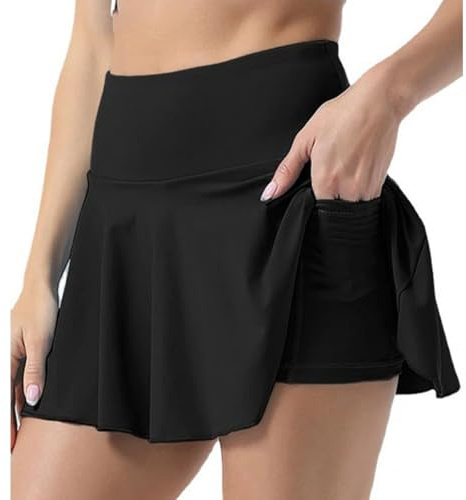 GWAWG High Waist Cross Over Athletic Golf Skort,Women's Pleated Tennis Skirt with Shorts Pockets,Crossover Tennis Athletic Shorts Skirt White