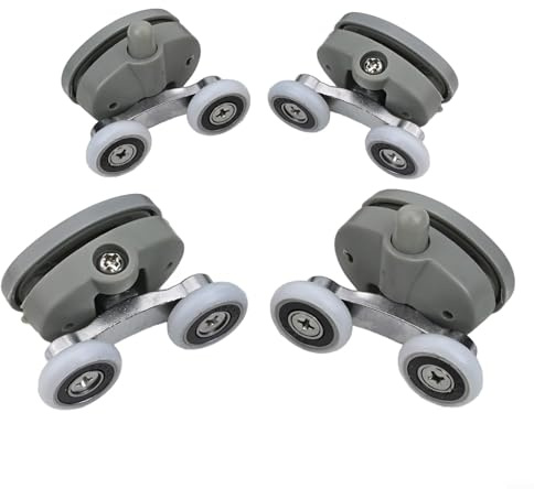Paquete de 4 rodillos dobles para puerta de ducha, ruedas superiores e inferiores de 19/23/25/27 mm de diámetro para una instalación ajustable (19 mm)