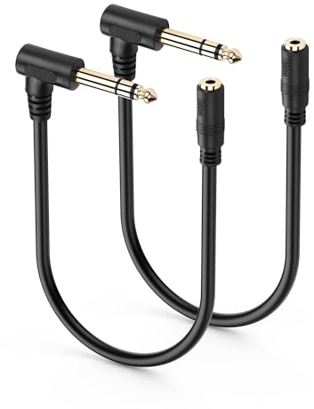 SinLoon Cavo audio stereo da 6,35 mm maschio a 3,5 mm, 2 adattatori placcati in oro 24 K, doppia schermatura, riduzione del rumore per amplificatore/mixer/interfaccia audio/cuffie - 0,3 m