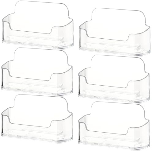 OIXEYA 6 Tarjeteros. Cajas Para Tarjetas, Expositores De Plástico Transparente Para Tarjetas De Visita, Soportes Para Tarjetas De Visita, Soportes De Mesa Para El Hogar Y La Oficina