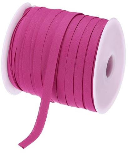 QUARKZMAN Cinta De Sesgo De Algodón Continua A Doblez De 1/4 De Pulgada Para Coser Costuras Acolchar Hacer Dobladillos Encuadernar Manualidades (Rojo Rosa 50 Yardas)