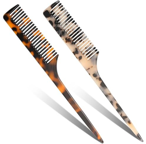 Muorruo confezione da 2 pettini a stelo per donne, pettine a denti fini per sezionare e cotonare, strumenti per lo styling dei capelli per intrecciare, pettine ecologico in acetato di cellulosa