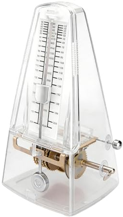 Metrónomo mecánico, 87 × 201 × 110 mm, metrónomo transparente, piano, metrónomo de alta precisión, ritmo 0, 2, 3, 4, 6, para ejercicios musicales, adultos, niños, principiantes, profesionales, nogal