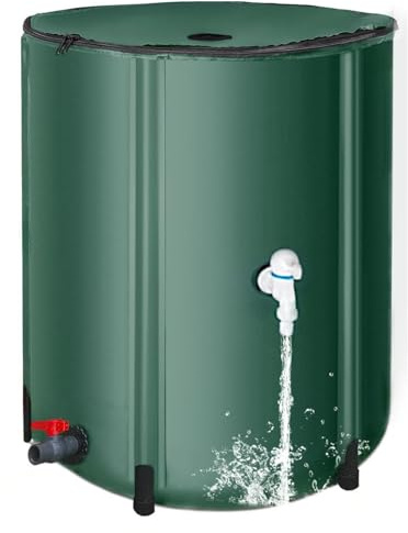Fällbar regntunna – 26 gallon PVC-vattenfångarbehållare, filtertapp översvämningssats, uppsamlingsbehållare | bärbart regnvattenförvaringssystem för trädgårdsgräsmatta utomhus bevattning bevarande