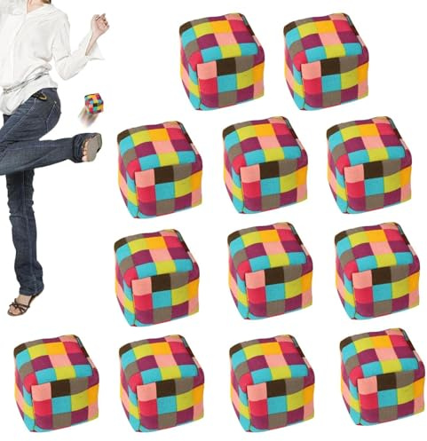 Balles de Footbag Lot de 12 Pièces Tricotées Géométriques Douces Et