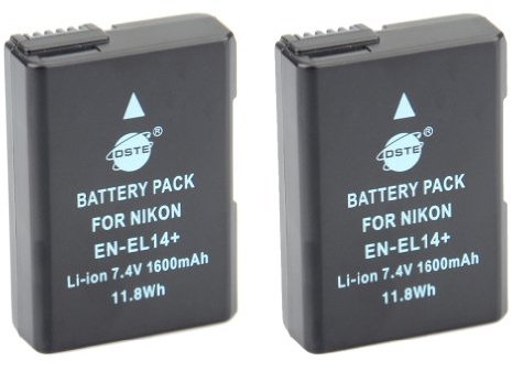 DSTE 2x Full Coded EN-EL14 ENEL14 Li-ion Battery for Nikon DF D3100 D3200 D3300 D3400 D5100 D5200 D5300 D5500 D5600