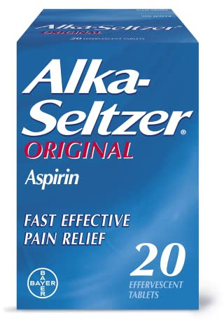 Alka-Seltzer Alka Seltzer Original Effervescent Tablets with Aspirin, Fast and Effective Pain Relief for Cold and Flu, 1 Pack of 20