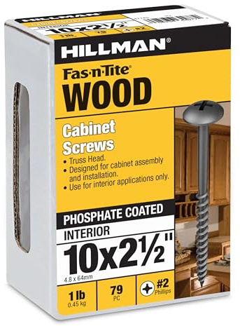 The Hillman Group 47745 10 x 2-1/2 Cabinet to Wood Stud Phillips Drive, Truss Head