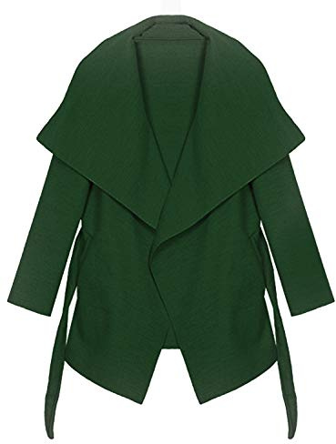 Kendindza - Abrigo de mujer, gabardina con cinturón, talla única, largo y corto, Talla única