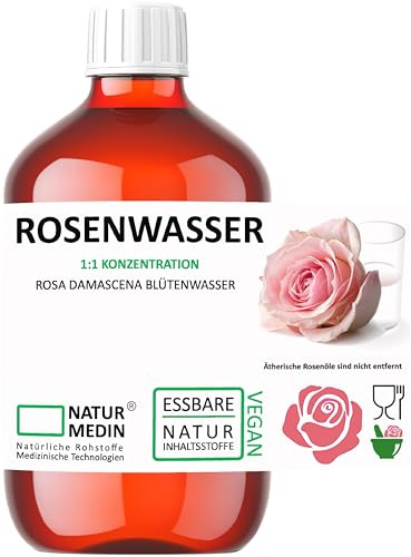 500-ml ROSENWASSER HYPOALLERGEN Essbares Gesichtswasser 100% naturrein NATURMEDIN®