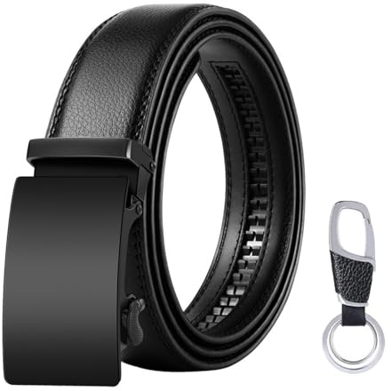 flintronic Cinturón Cuero Hombre, Cinturones Piel con Hebilla Automática, Sencillo y Clásico Perfecto Regalo