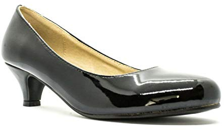 Gizelle Escarpins à Talon Chaton pour Femme, Noir Verni, 42 EU