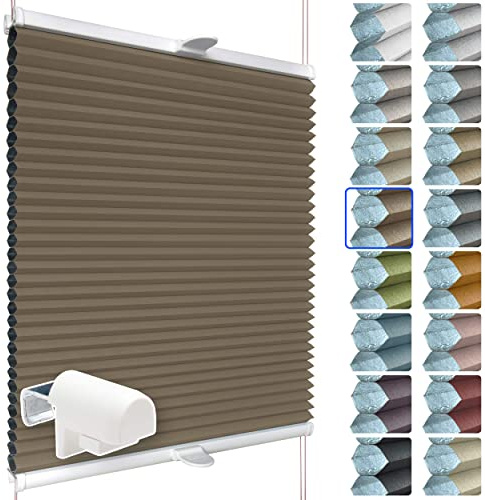 SchattenFreude Waben-Plissee für Fenster | 100% verdunkelnd/Blackout | Mit Klemm-Haltern | Klemmfix ohne Bohren | Braun (Weiße Rückseite), Breite: 65cm x Höhe: 220cm