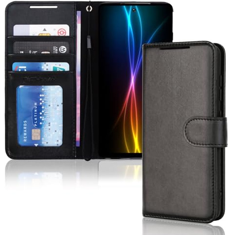 TECHGEAR Galaxy Note 20 Ultra Leather Wallet Case, Flip Protective Case Cover with Wallet Card Holder, Stand and Wrist Strap - Black PU Leather with Magnetic Closure For Samsung Galaxy Note 20 Ultra