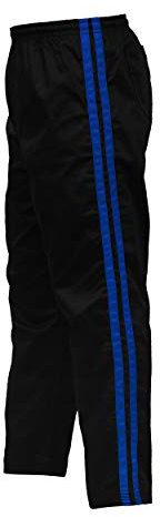 UFG Martial Arts Striped Karate Pants Cotton & Polyester Blended - Kids Adults Unisex (Blue, 2)