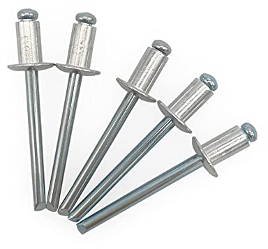 100 Stück Blindnieten 4,8 x 8 mm Kuppelkopf offen Typ DIN 7337 Aluminium Niet und Stahldorn Pop Nieten (100, 4,8 x 8 mm)