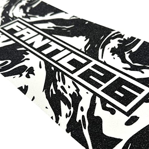 Fantic26 Patinete de acrobacias de repuesto I Park I Niños I Trick I Tret I Roller I Papel de lija antideslizante 58,5 cm I Apto para cubiertas de hasta 58,5 cm x 15,5 cm (remolino negro/blanco)